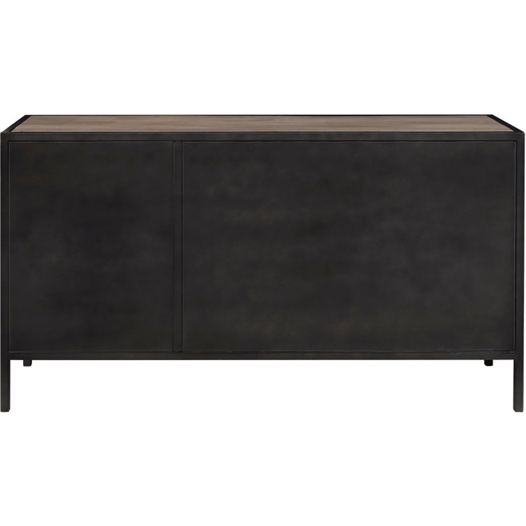 Gray Mango Wood and Metal 3-Door Sideboard