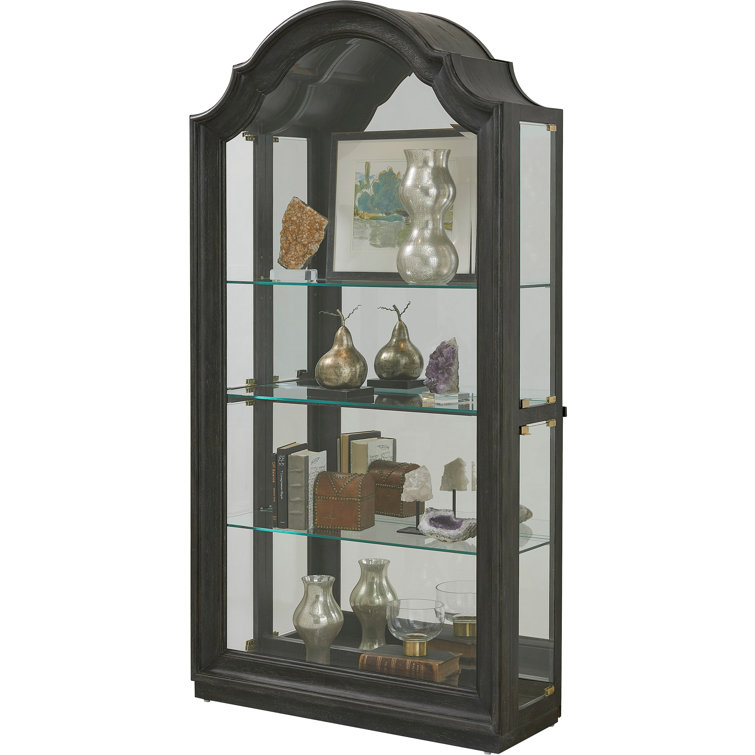 Brown Oak Lighted Side Entry Curio Cabinet