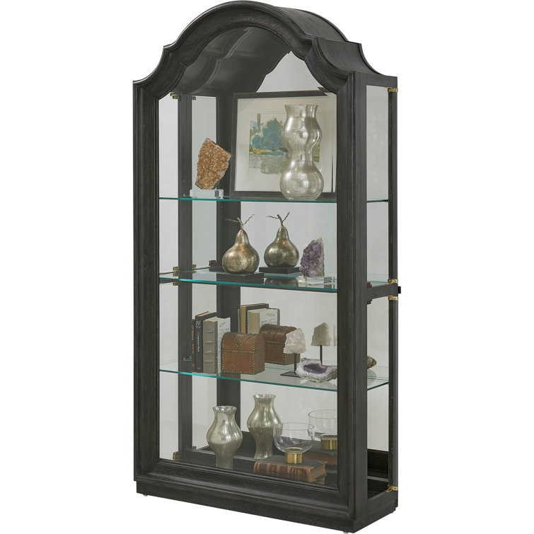 Brown Oak Lighted Side Entry Curio Cabinet