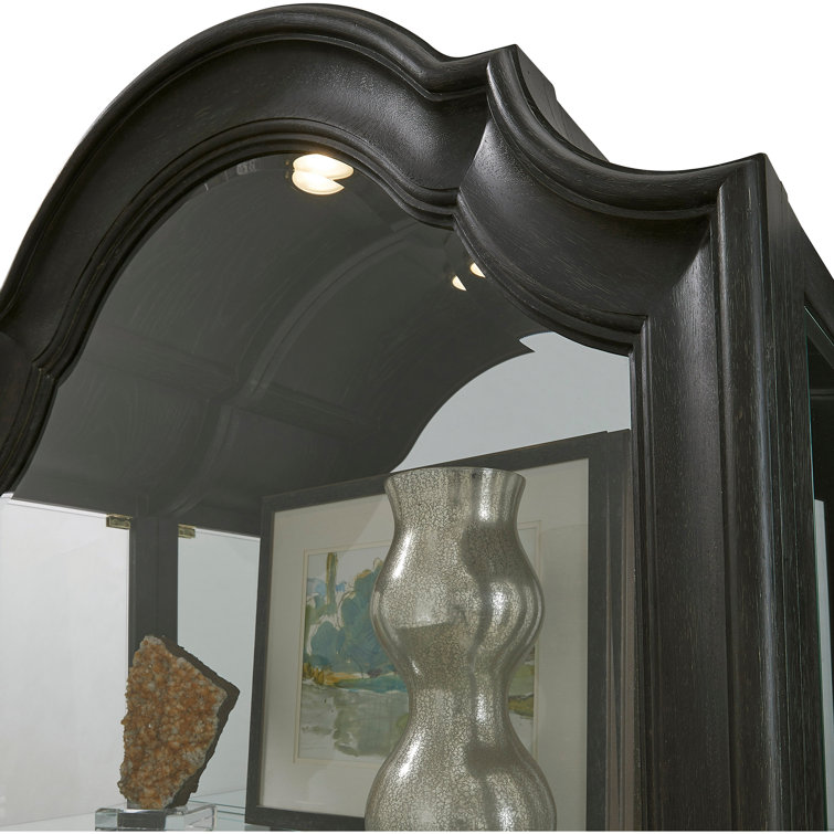 Brown Oak Lighted Side Entry Curio Cabinet