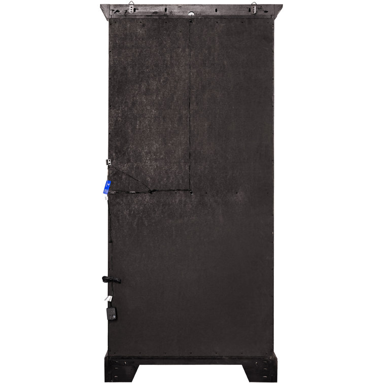 Brown Oak Lighted Curio Cabinet with Glass Shelves