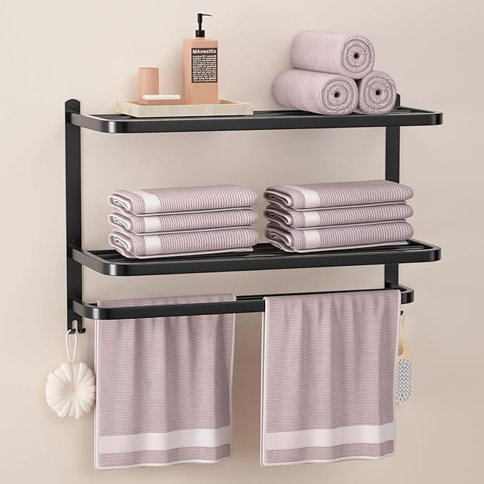Black 3-Tier Stainless Steel Bathroom Towel Rack