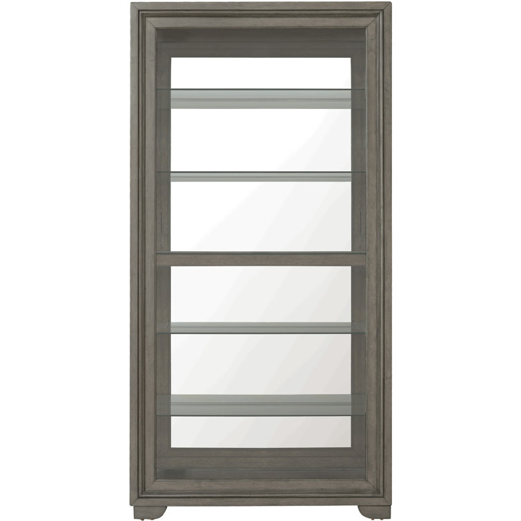 Gray Birch Wood 5-Shelf Lighted Curio Cabinet