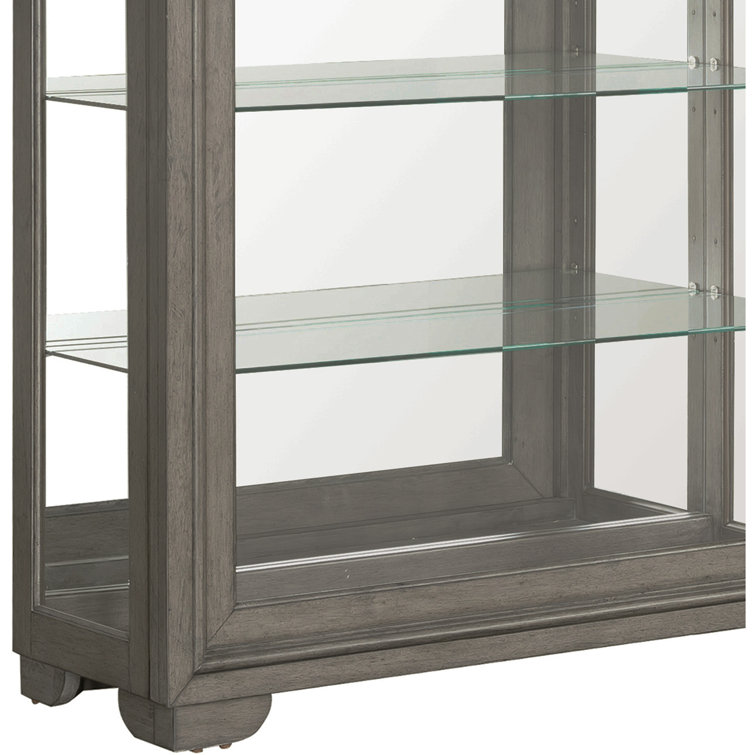 Gray Birch Wood 5-Shelf Lighted Curio Cabinet