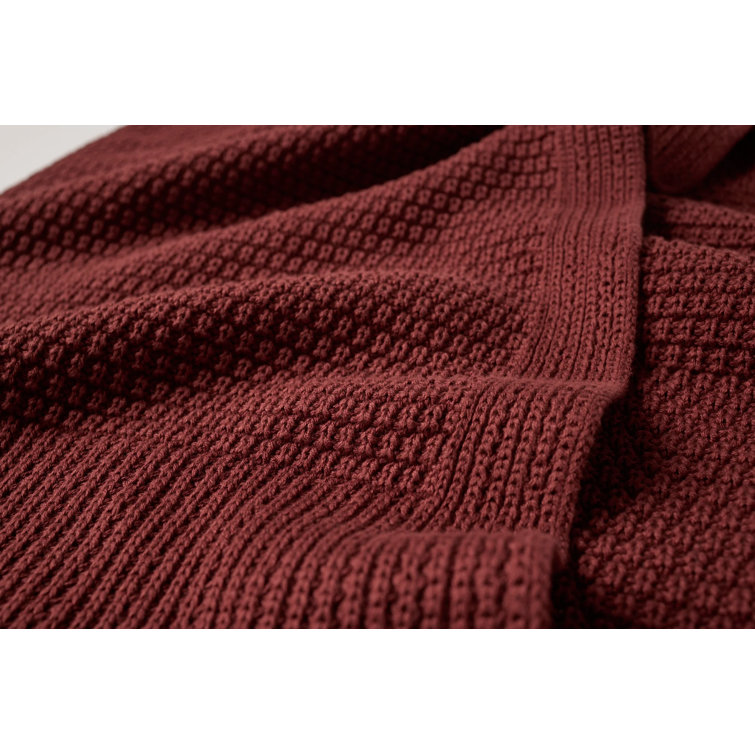Claret Organic Cotton Knitted Throw Blanket 50" x 70"