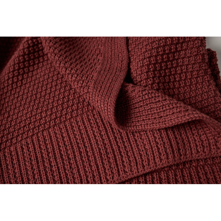 Claret Organic Cotton Knitted Throw Blanket 50" x 70"