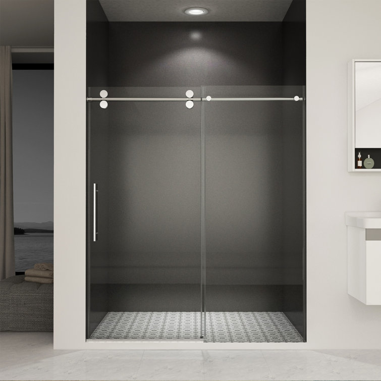 Chrome Frameless Sliding Shower Door with Tempered Glass