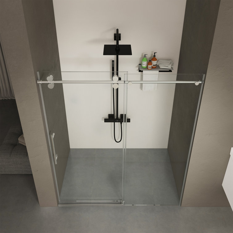 Chrome Frameless Sliding Shower Door with Tempered Glass