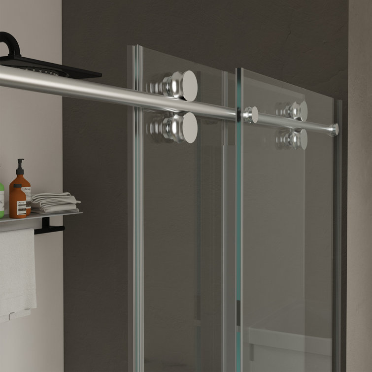Chrome Frameless Sliding Shower Door with Tempered Glass