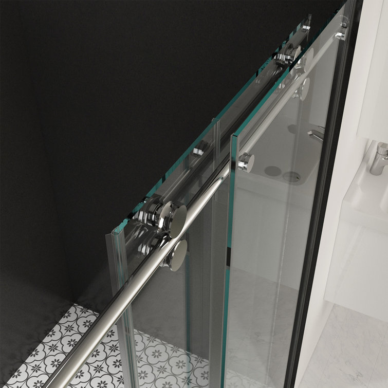 Chrome Frameless Sliding Shower Door with Tempered Glass