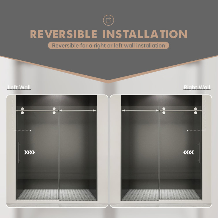 Chrome Frameless Sliding Shower Door with Tempered Glass