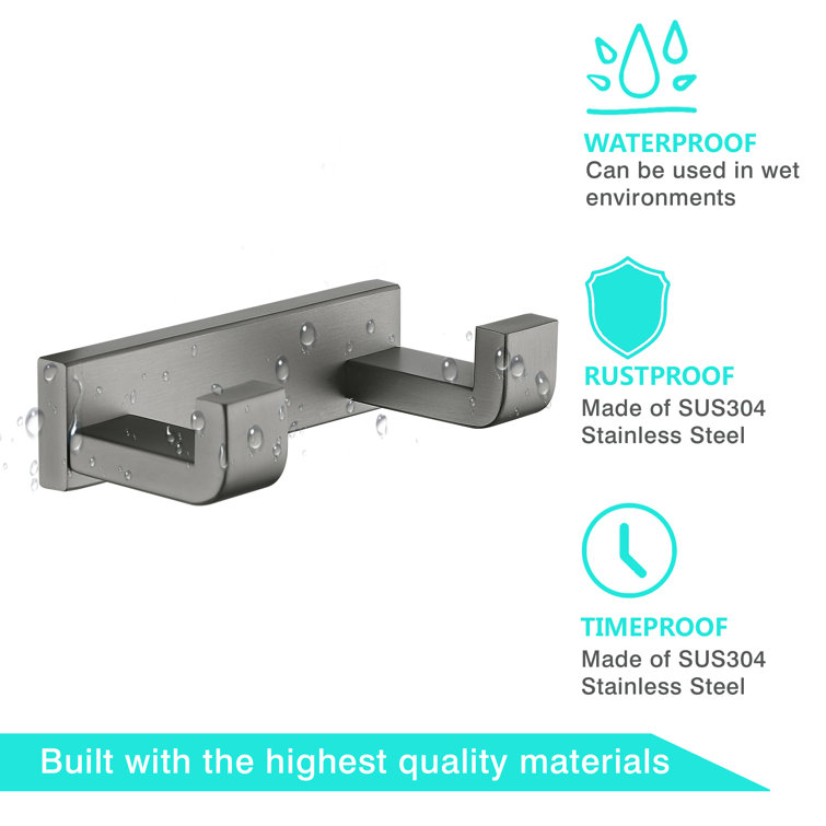 Polished Chrome Double J-Hook Wall Mounted Towel Hook