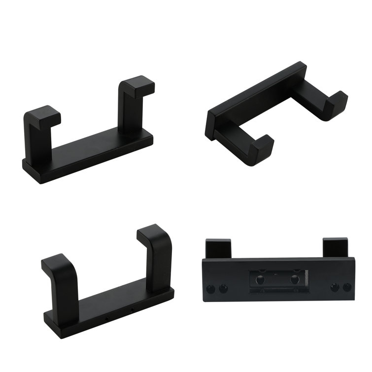 Matte Black Stainless Steel Double Robe and Towel Hook Set