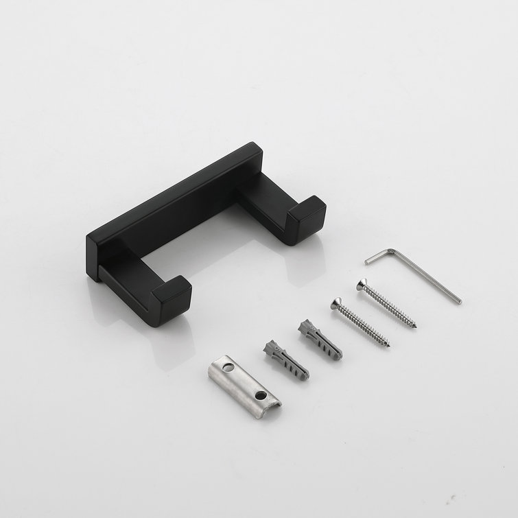 Matte Black Stainless Steel Double Robe and Towel Hook Set