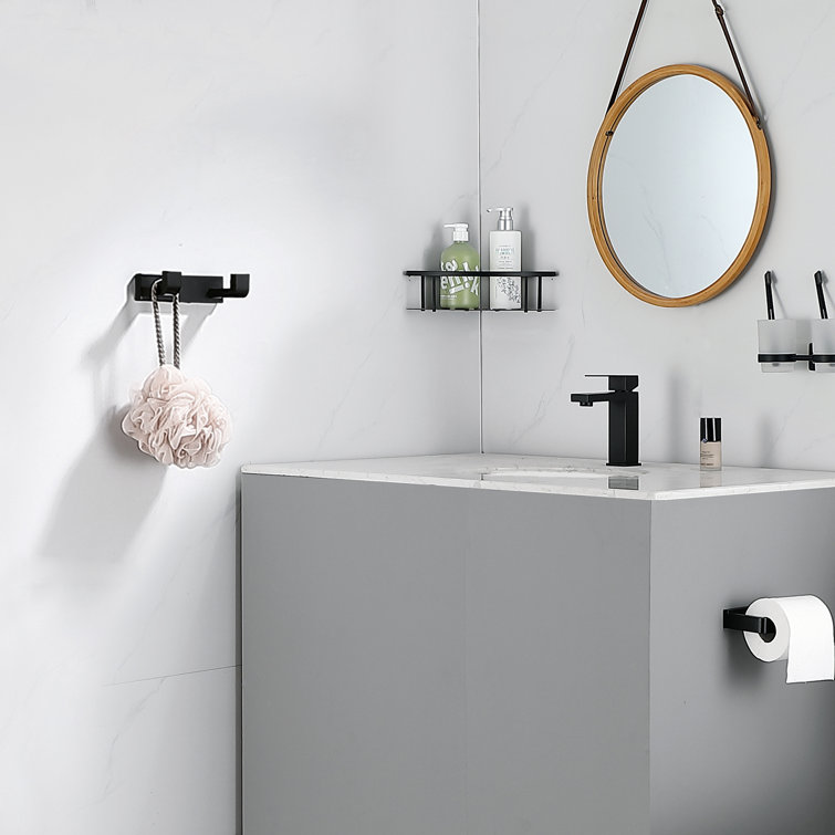 Matte Black Stainless Steel Double Robe and Towel Hook Set