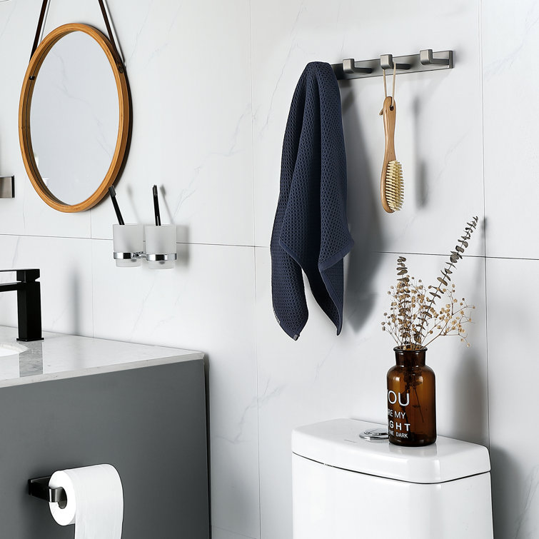 Polished Chrome Stainless Steel Wall-Mounted J-Hook Robe/Towel Hook Set