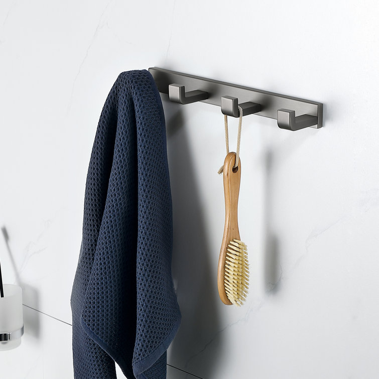 Polished Chrome Stainless Steel Wall-Mounted J-Hook Robe/Towel Hook Set
