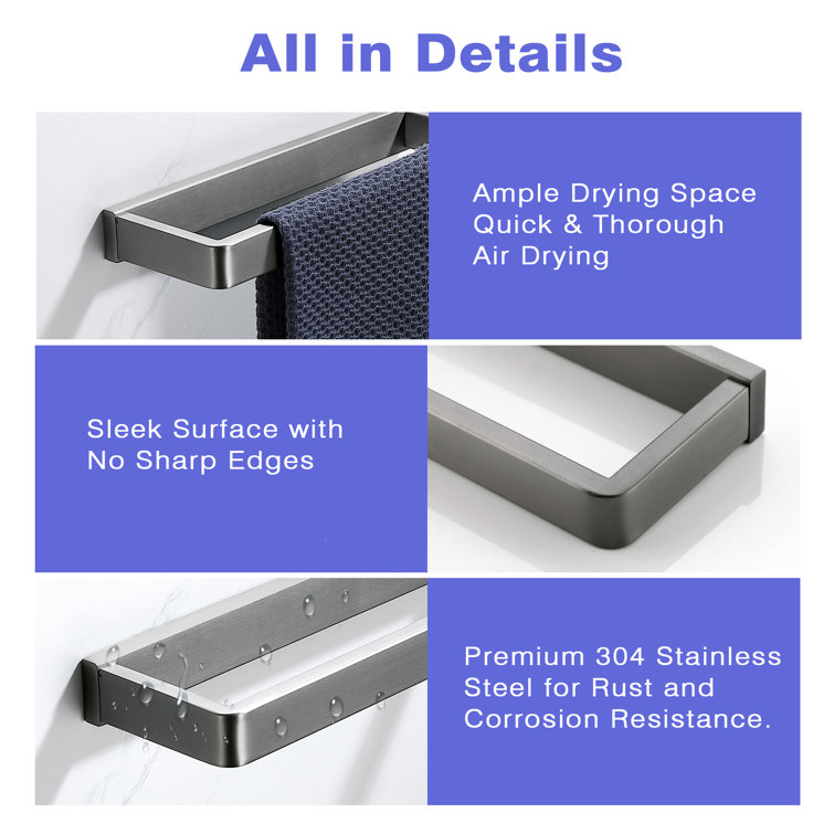 Matte Black Stainless Steel Wall Mounted Towel Holder Set