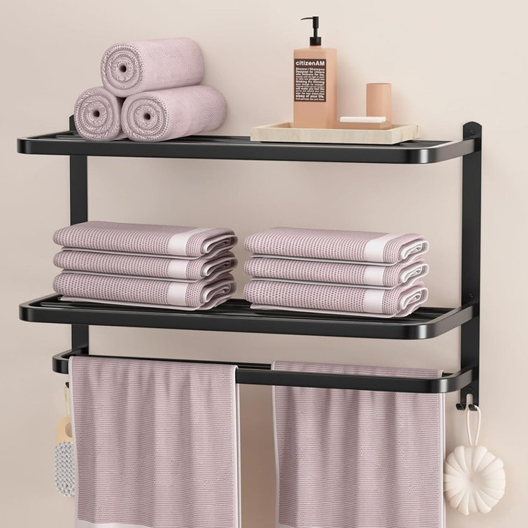 Black 3-Tier Stainless Steel Bathroom Towel Rack