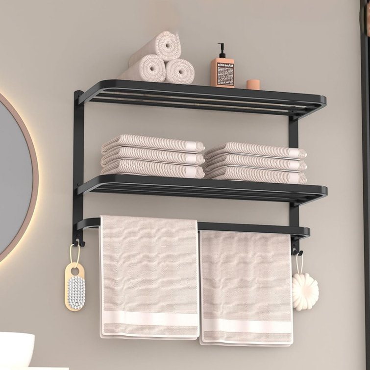 Black 3-Tier Stainless Steel Bathroom Towel Rack