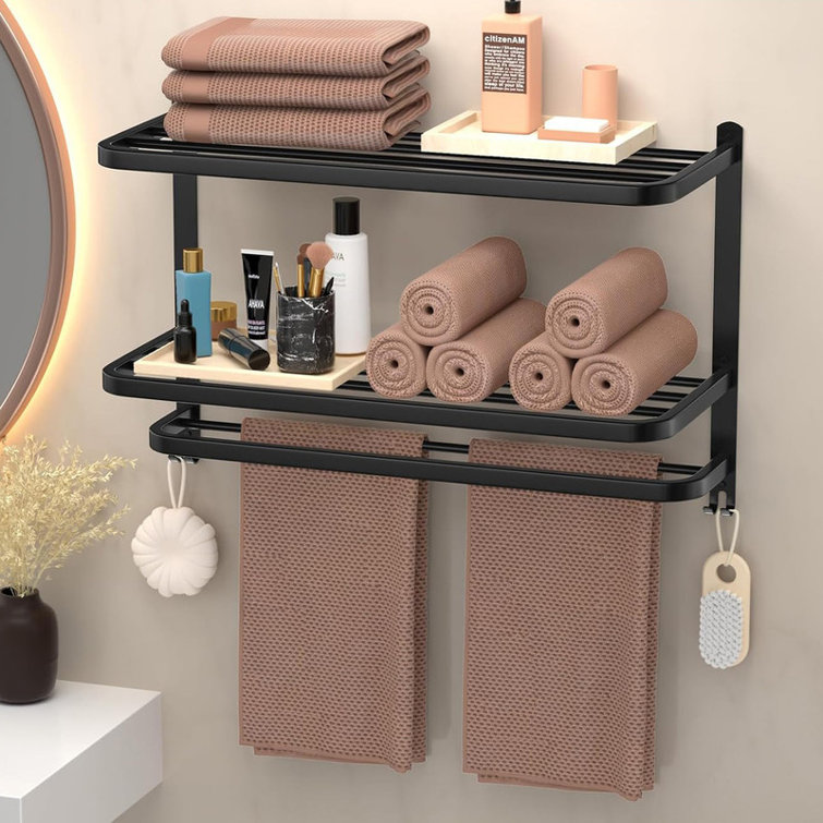 Black 3-Tier Stainless Steel Bathroom Towel Rack