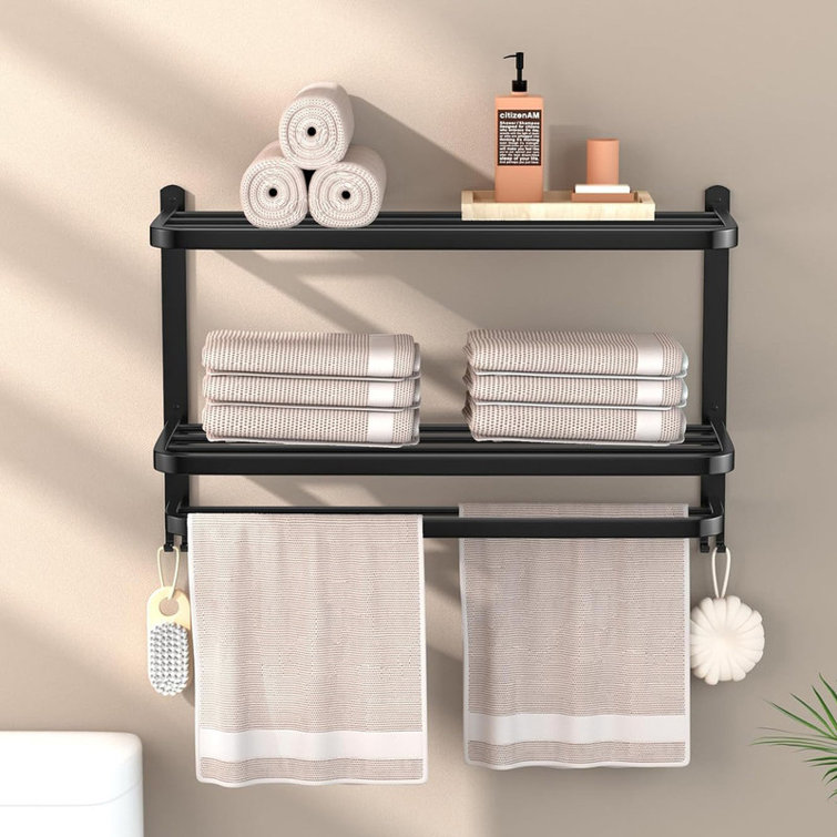 Black 3-Tier Stainless Steel Bathroom Towel Rack
