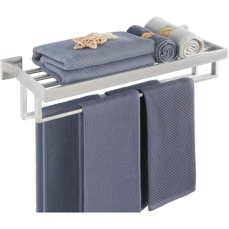 24 Inch Brushed Nickel Stainless Steel Double Towel Rack