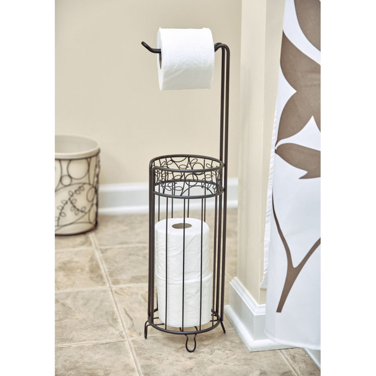 Bronze Free-Standing Steel Toilet Paper Holder and Reserve