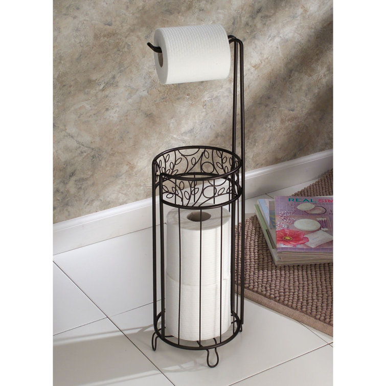 Bronze Free-Standing Steel Toilet Paper Holder and Reserve