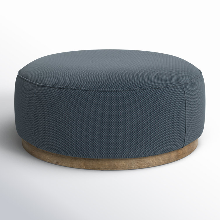 Rayna 36" Round Cobalt Faux Leather Ottoman