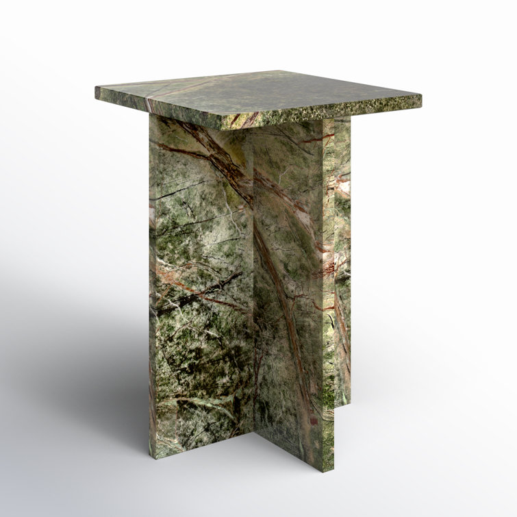 Green Marble Semi-Gloss Contemporary Side Table
