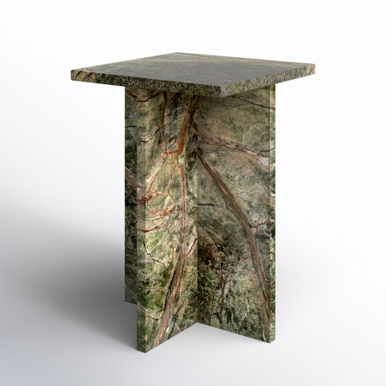 Green Marble Semi-Gloss Contemporary Side Table