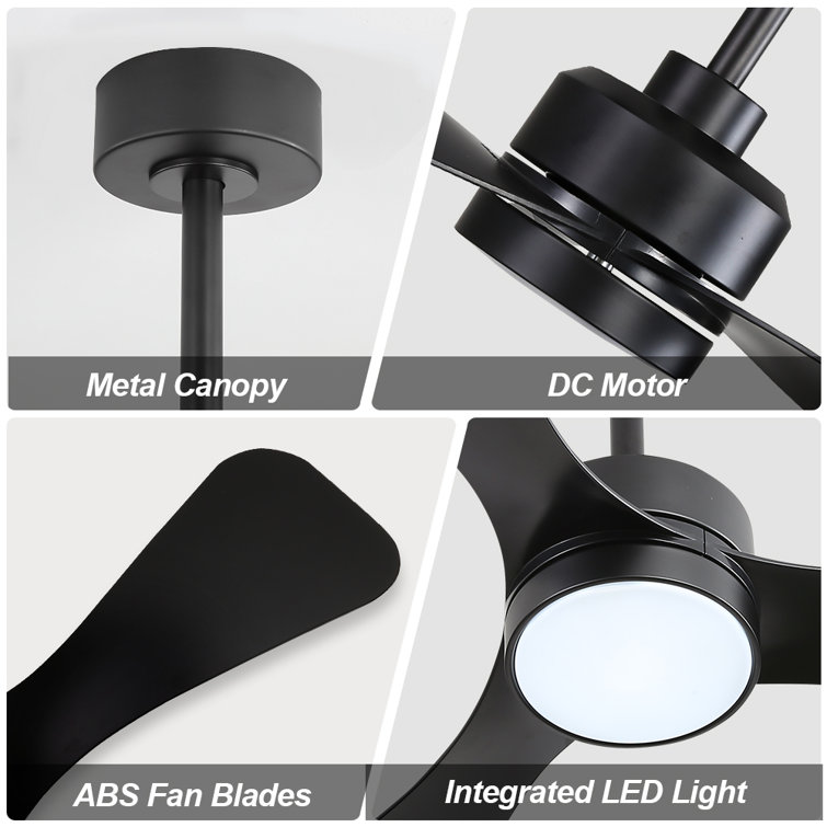 42'' Black Ceiling Fan with Light and Remote