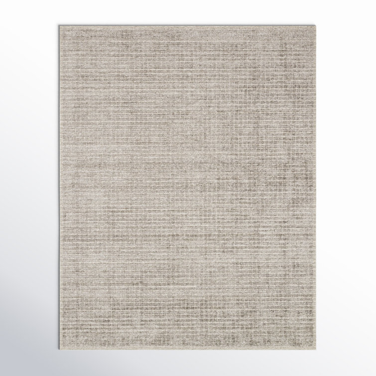 Shenade Stone Geometric Handwoven Wool and Viscose Rug