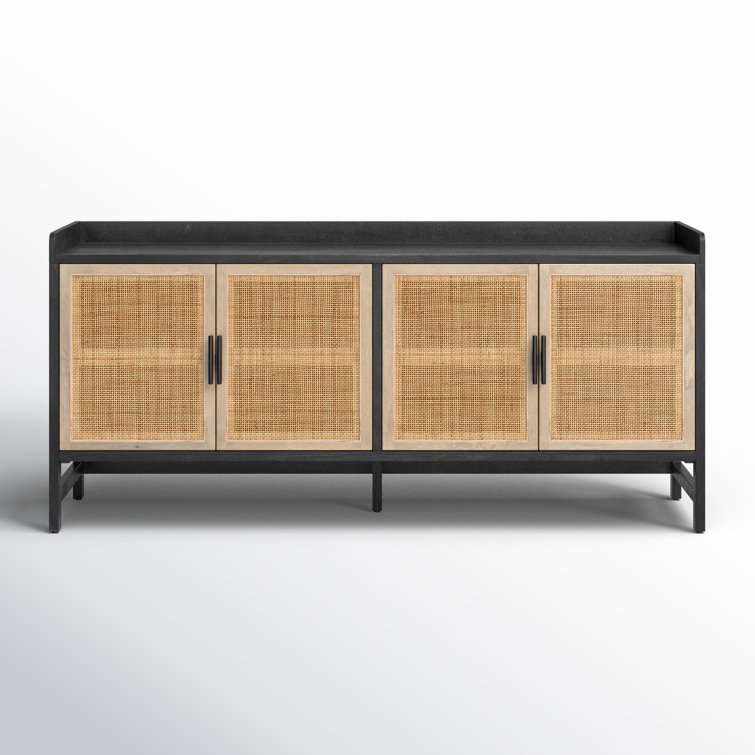 Caprice 72'' Black Wash Mango Wood and Cane Sideboard
