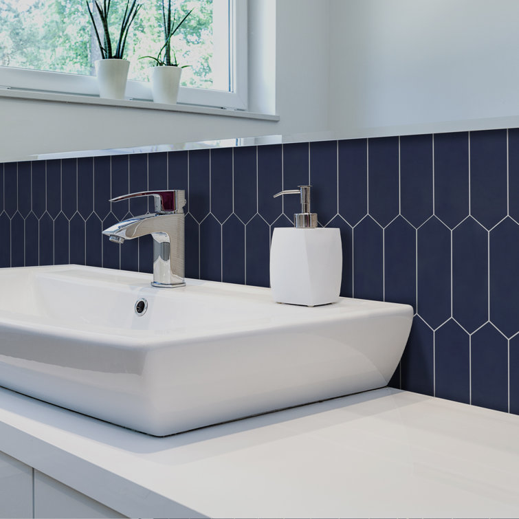 Navy Blue Hexagonal Peel and Stick Mosaic Tile Sheet