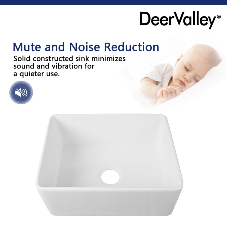White Fireclay 24" Single Bowl Farmhouse Sink
