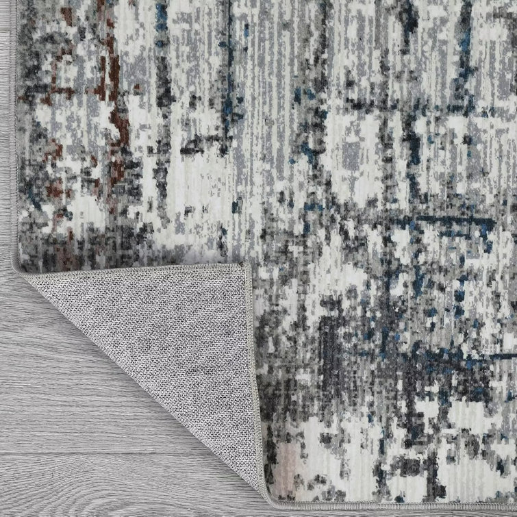Taupe 8' x 10' Abstract Washable Synthetic Area Rug