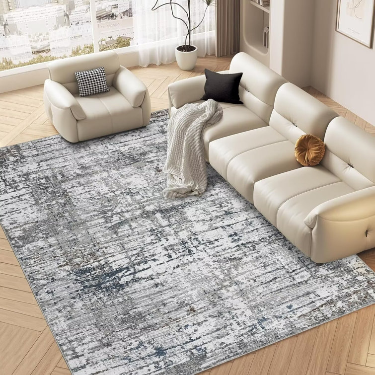 Taupe 8' x 10' Abstract Washable Synthetic Area Rug
