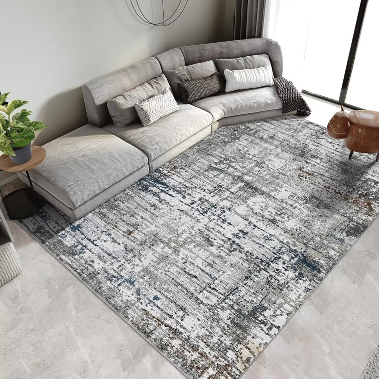 Taupe 8' x 10' Abstract Washable Synthetic Area Rug