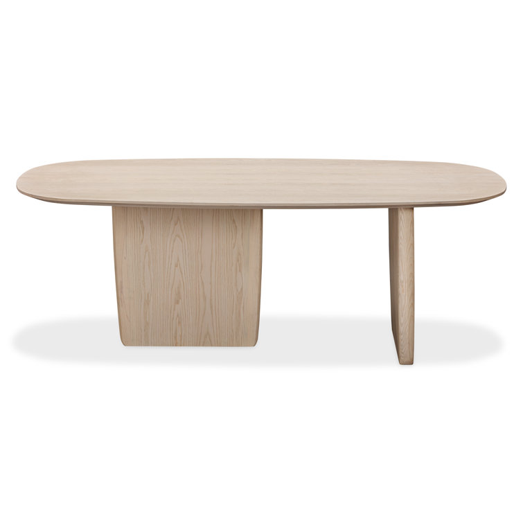 Liv 84'' White Sand Ash and Rubberwood Oval Dining Table
