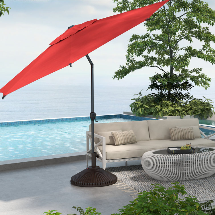 Lyon 9ft Red Steel Market Patio Umbrella with Crank Tilt