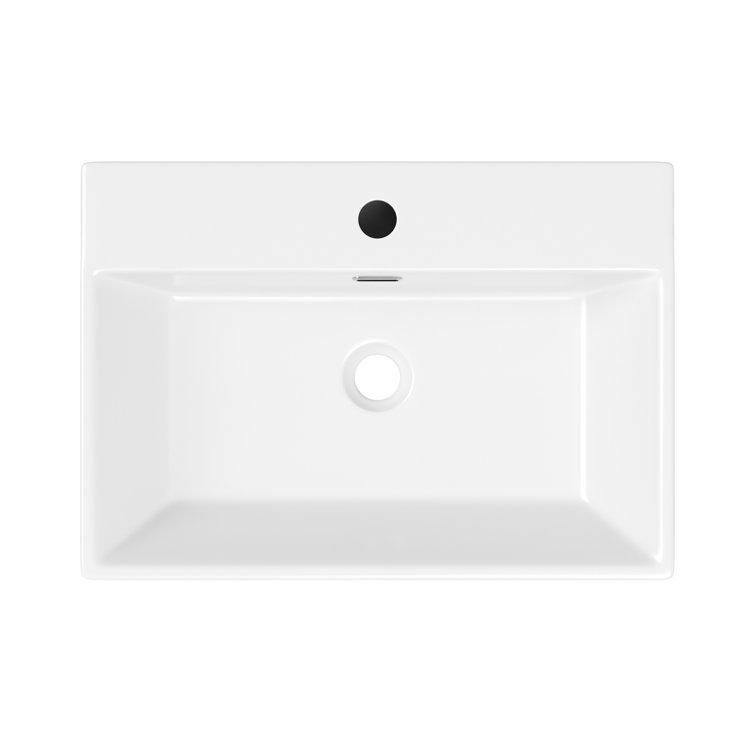 Silver Ceramic Wall-Mount Console Bathroom Sink with Stainless Steel Bracket