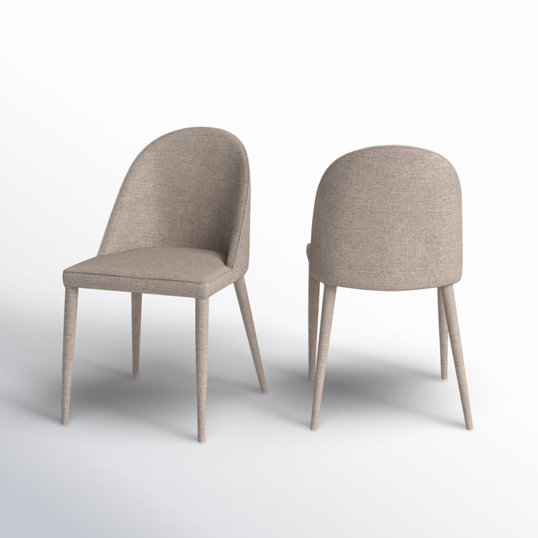 Light Grey Upholstered Iron Dining Chair Set with Foam Cushion
