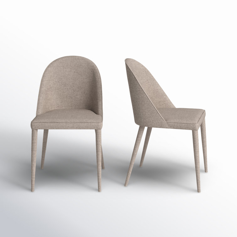 Light Grey Upholstered Iron Dining Chair Set with Foam Cushion