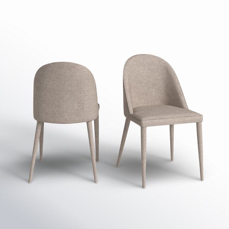 Light Grey Upholstered Iron Dining Chair Set with Foam Cushion
