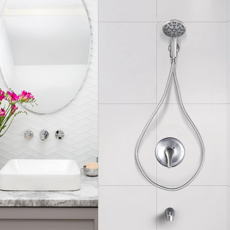 Brushed Nickel 7-Spray Wall Mounted Handheld Shower Faucet
