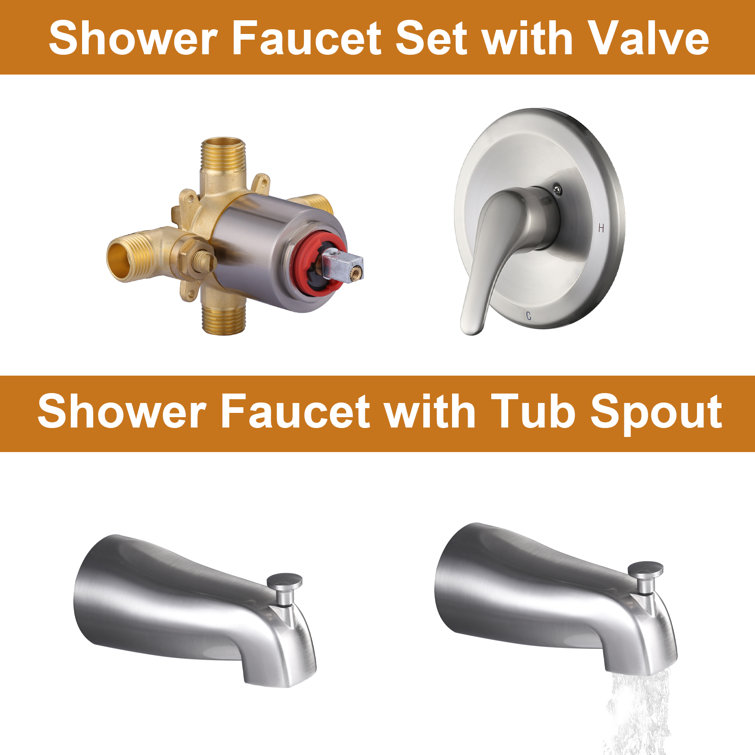 Brushed Nickel 7-Spray Wall Mounted Handheld Shower Faucet