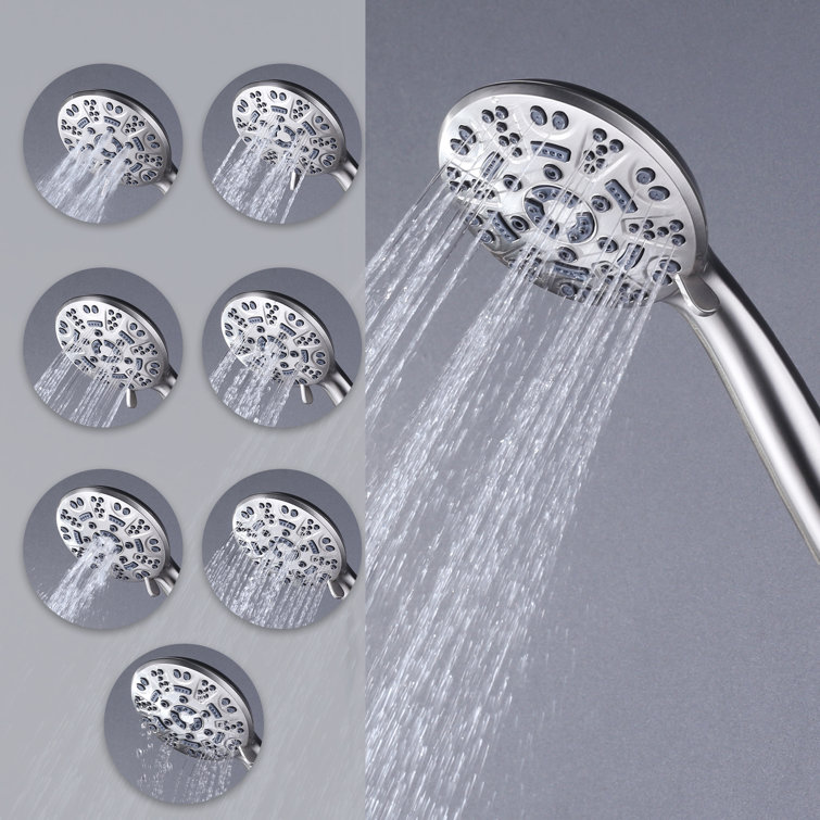 Brushed Nickel 7-Spray Wall Mounted Handheld Shower Faucet