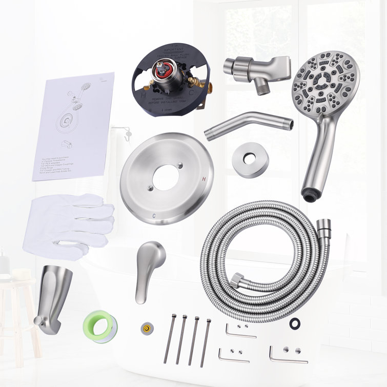 Brushed Nickel 7-Spray Wall Mounted Handheld Shower Faucet